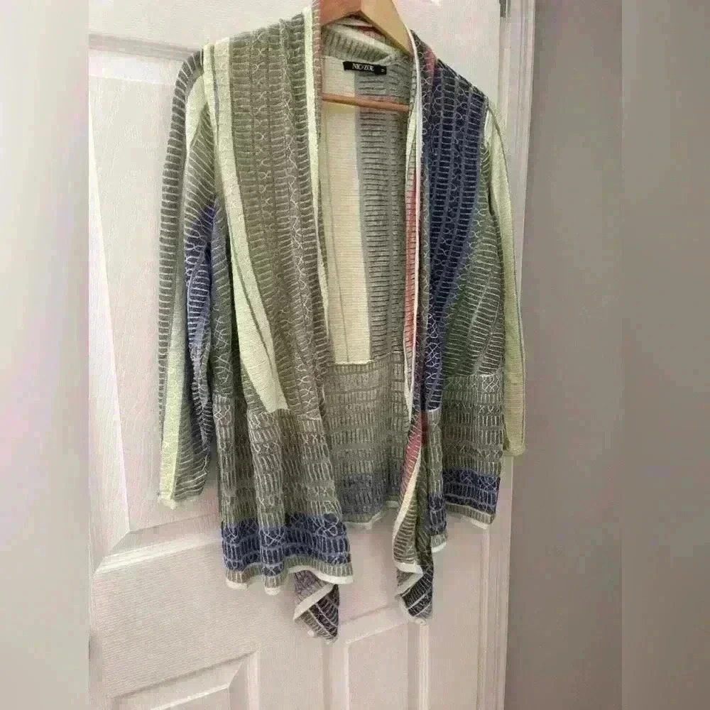 Nic + Zoe plus size 1x linen multi colored 3/4 cardigan
